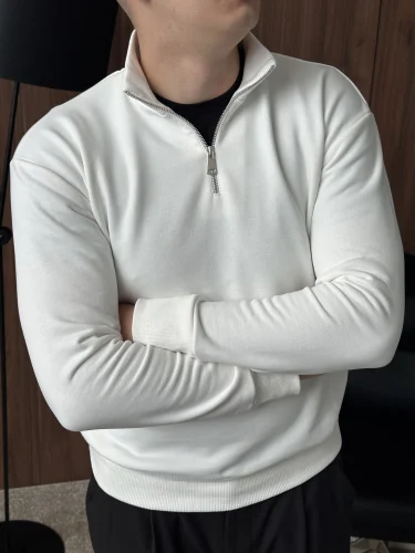 Світшот 1/4 zip old money в молочному кольорі
