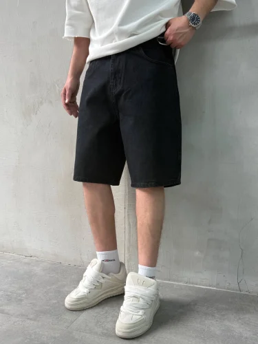 Джинсові шорти baggy у чорному кольорі
