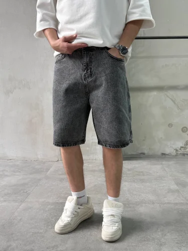 Джинсові шорти baggy у сірому кольорі